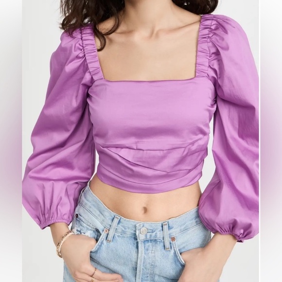 Veronica Beard Kayla Square Neck Long Puff Sleeve Top Blouse Size 6 - Picture 1 of 7